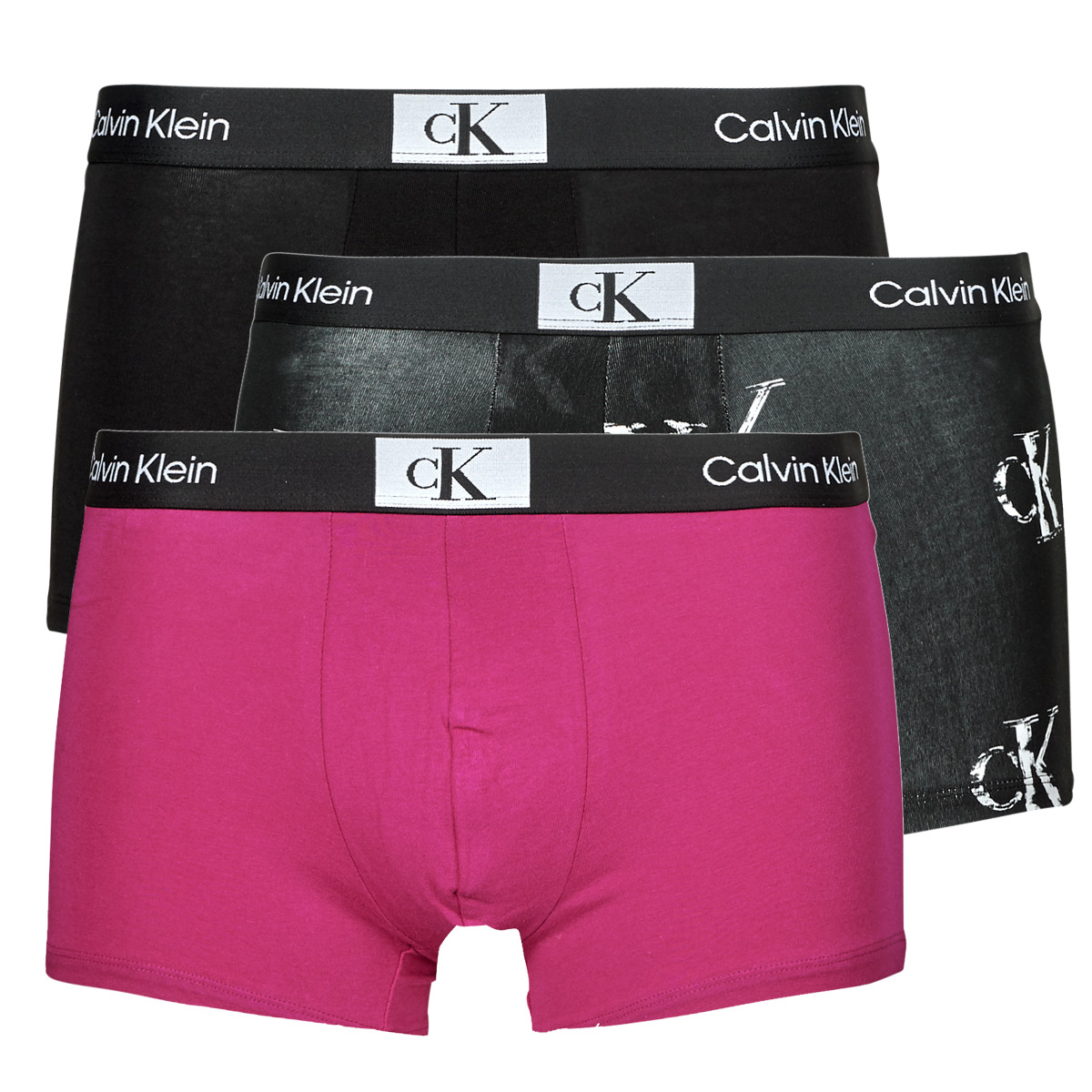 Spodnje perilo Moški Boksarice Calvin Klein Jeans TRUNK 3PK X3 Črna / Črna / Vijolična