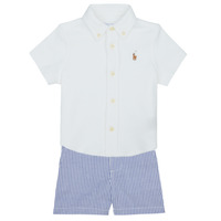 Oblačila Dečki Otroški kompleti Polo Ralph Lauren SSBDSRTSET-SETS-SHORT SET Modra / Nebeško modra / Bela