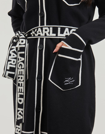 Karl Lagerfeld BRANDED BELTED CARDIGAN Črna / Bela