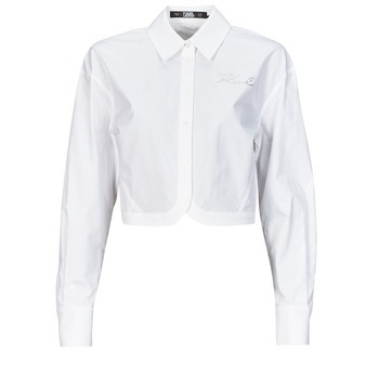 Oblačila Ženske Srajce & Bluze Karl Lagerfeld crop poplin shirt Bela