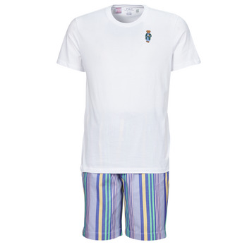 Oblačila Moški Pižame & Spalne srajce Polo Ralph Lauren S / S PJ SET-SLEEP-SET Bela / Večbarvna