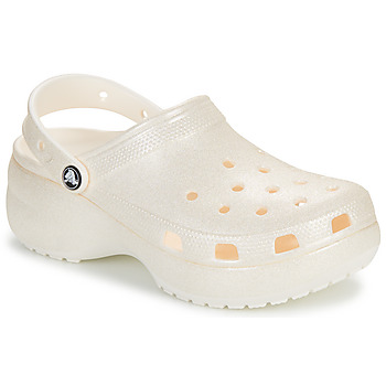 Čevlji  Ženske Cokli Crocs Classic Platform Glitter ClogW Bež / Bleščeča