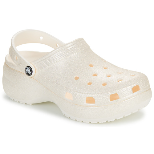 Čevlji  Ženske Cokli Crocs Classic Platform Glitter ClogW Bež / Bleščeča