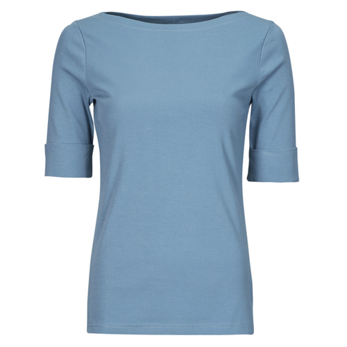 Oblačila Ženske Majice s kratkimi rokavi Lauren Ralph Lauren JUDY-ELBOW SLEEVE-KNIT Modra