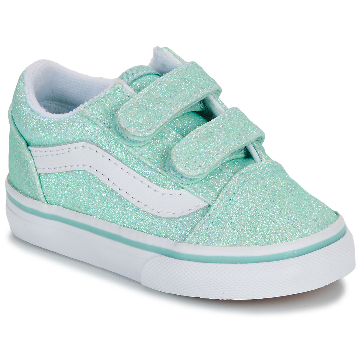 Čevlji  Deklice Nizke superge Vans Old Skool V GLITTER PASTEL BLUE Modra / Zelena