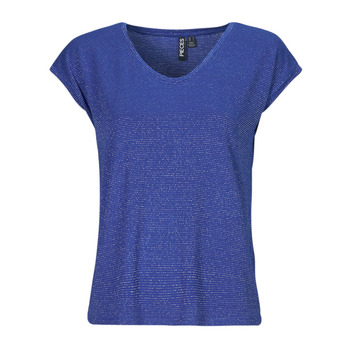 Oblačila Ženske Majice s kratkimi rokavi Pieces PCBILLO TEE LUREX STRIPES Modra