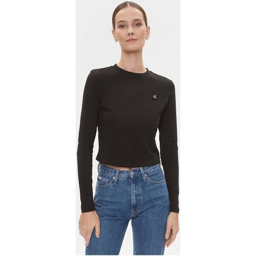 Oblačila Ženske Majice z dolgimi rokavi Calvin Klein Jeans J20J222884 Črna