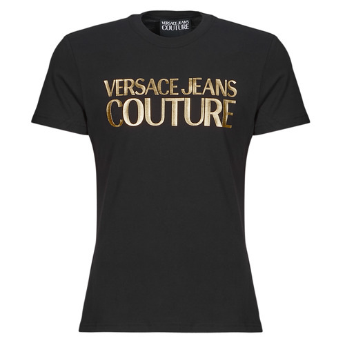 Oblačila Moški Majice s kratkimi rokavi Versace Jeans Couture 76GAHT00 Črna / Pozlačena