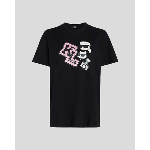 Oblačila Ženske Majice & Polo majice Karl Lagerfeld 240W1727 OVERSIZED IKONIK VARSITY TEE Črna