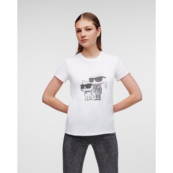Oblačila Ženske Majice & Polo majice Karl Lagerfeld 230W1772 IKONIK 2 0 Bela