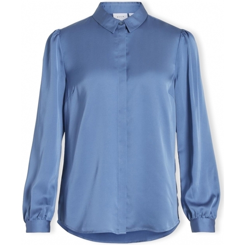 Oblačila Ženske Topi & Bluze Vila Noos Shirt Ellette Satin - Coronet Blue Modra