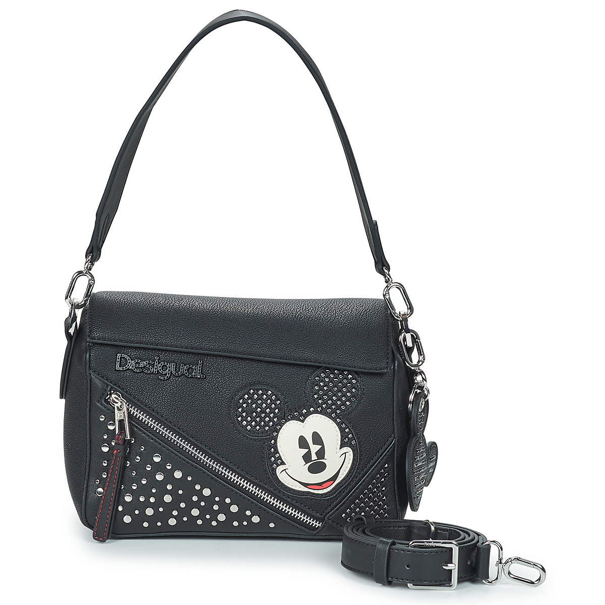 Torbice Ženske Torbice za na ramo Desigual BAG MICKEY STUDSTYLE PHUKET MINI NO FLAP Črna