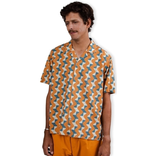 Oblačila Moški Srajce z dolgimi rokavi Brava Fabrics Big Tiles Aloha Shirt - Ochre Večbarvna