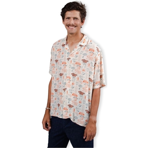 Oblačila Moški Srajce z dolgimi rokavi Brava Fabrics Buffet Aloha Shirt - Sand Bela