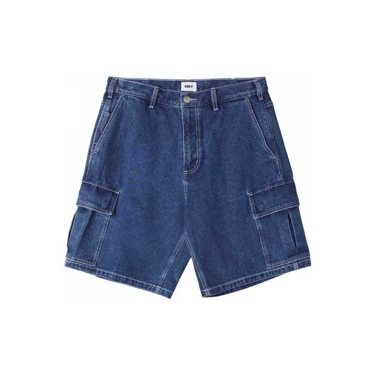 Oblačila Moški Kratke hlače & Bermuda Obey Bigwig baggy denim cargo short Modra