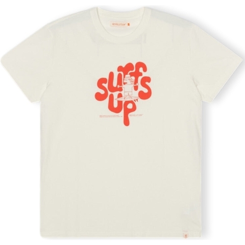 Oblačila Moški Majice & Polo majice Revolution T-Shirt Regular 1344 SUF - Off White Oranžna