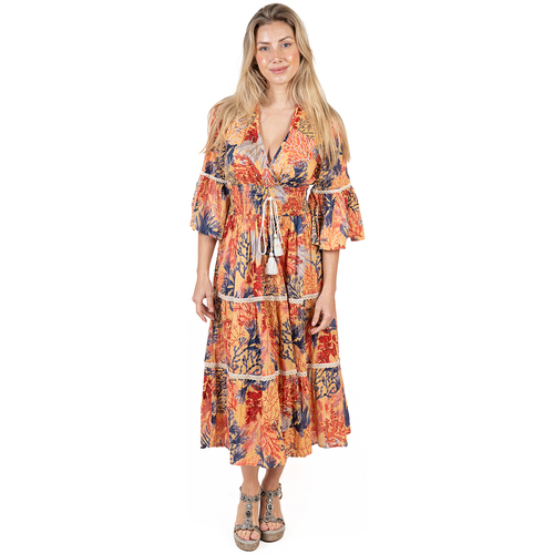 Oblačila Ženske Dolge obleke Isla Bonita By Sigris Dolga Midi Obleka Oranžna