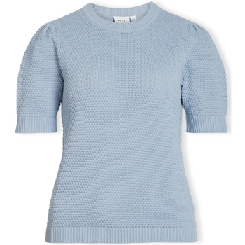 Oblačila Ženske Topi & Bluze Vila Noos Dalo Knit S/S - Kentucky Blue Modra