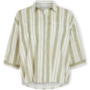 Etni 3/4 Oversize Shirt - Egret/Oil Green