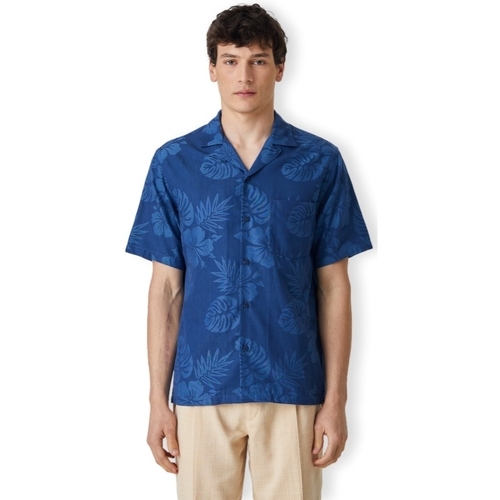 Oblačila Moški Srajce z dolgimi rokavi Portuguese Flannel Island Jaquard Flowers Shirt - Blue Modra