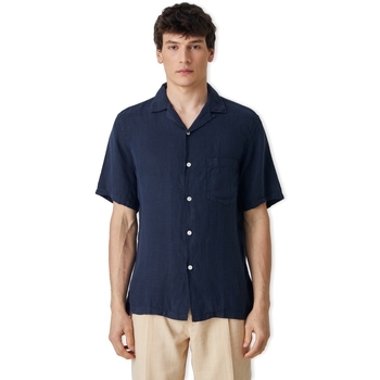 Oblačila Moški Srajce z dolgimi rokavi Portuguese Flannel Linen Camp Collar Shirt - Navy Modra