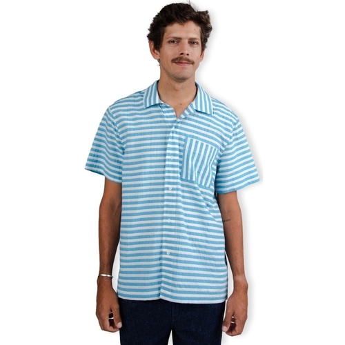 Oblačila Moški Srajce z dolgimi rokavi Brava Fabrics Stripes Shirt - Blue Bela