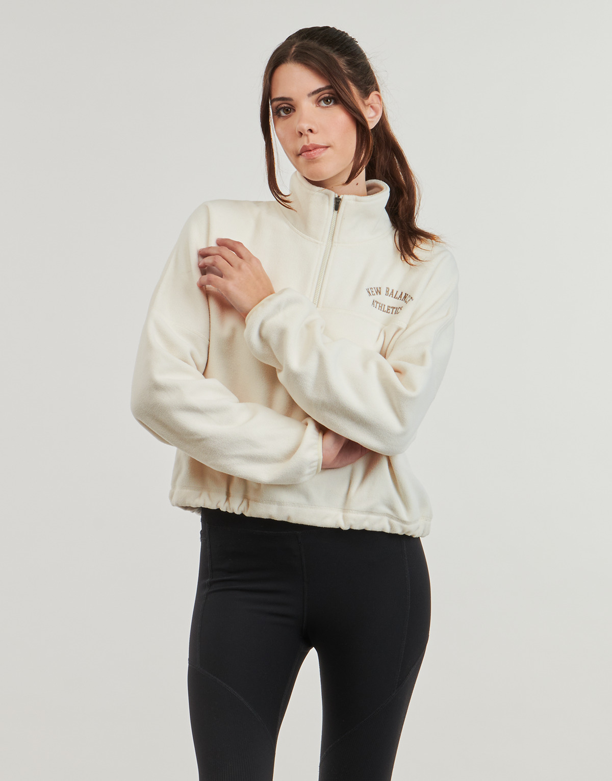 Oblačila Ženske Flis New Balance WARMING HALF ZIP Bež