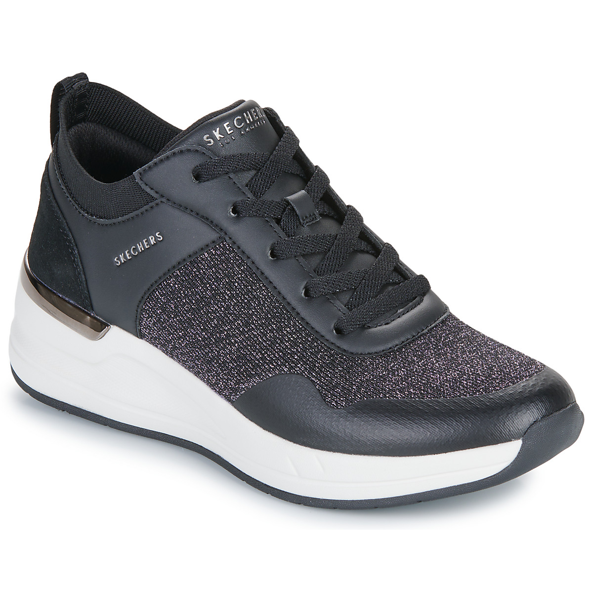 Čevlji  Ženske Nizke superge Skechers BILLION 2 Črna / Srebrna