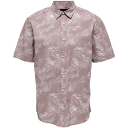Oblačila Moški Srajce s kratkimi rokavi Only & Sons  ONSBES REG CTN SLUB LEAF SS SHIRT - 22025050 Vijolična