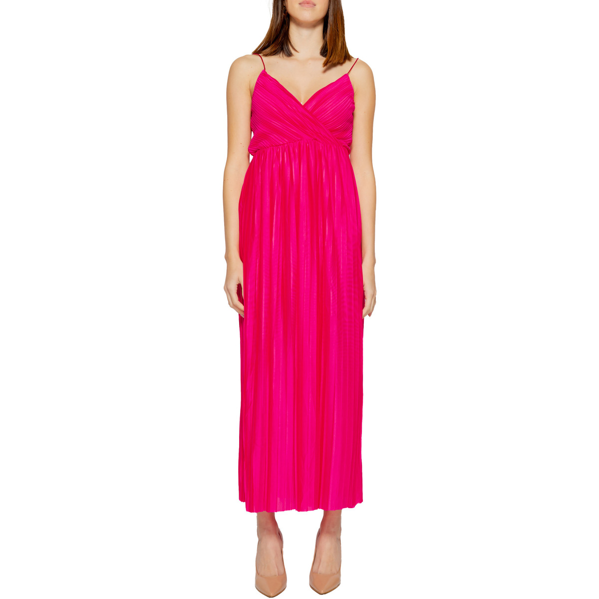 Oblačila Ženske Dolge obleke Only ELEMA S/L MAXI WRAP DRESS LINING JRS 15207351 Rožnata