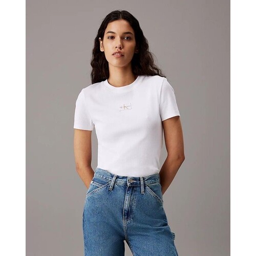 Oblačila Ženske Majice s kratkimi rokavi Calvin Klein Jeans J20J223552YAF Bela