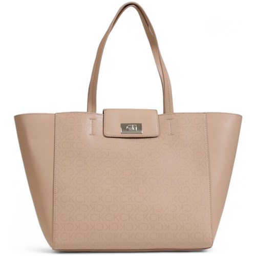 Torbice Ženske Torbe Calvin Klein Jeans CK PUSH MEDIUM SHOPPER K60K612147 Bež