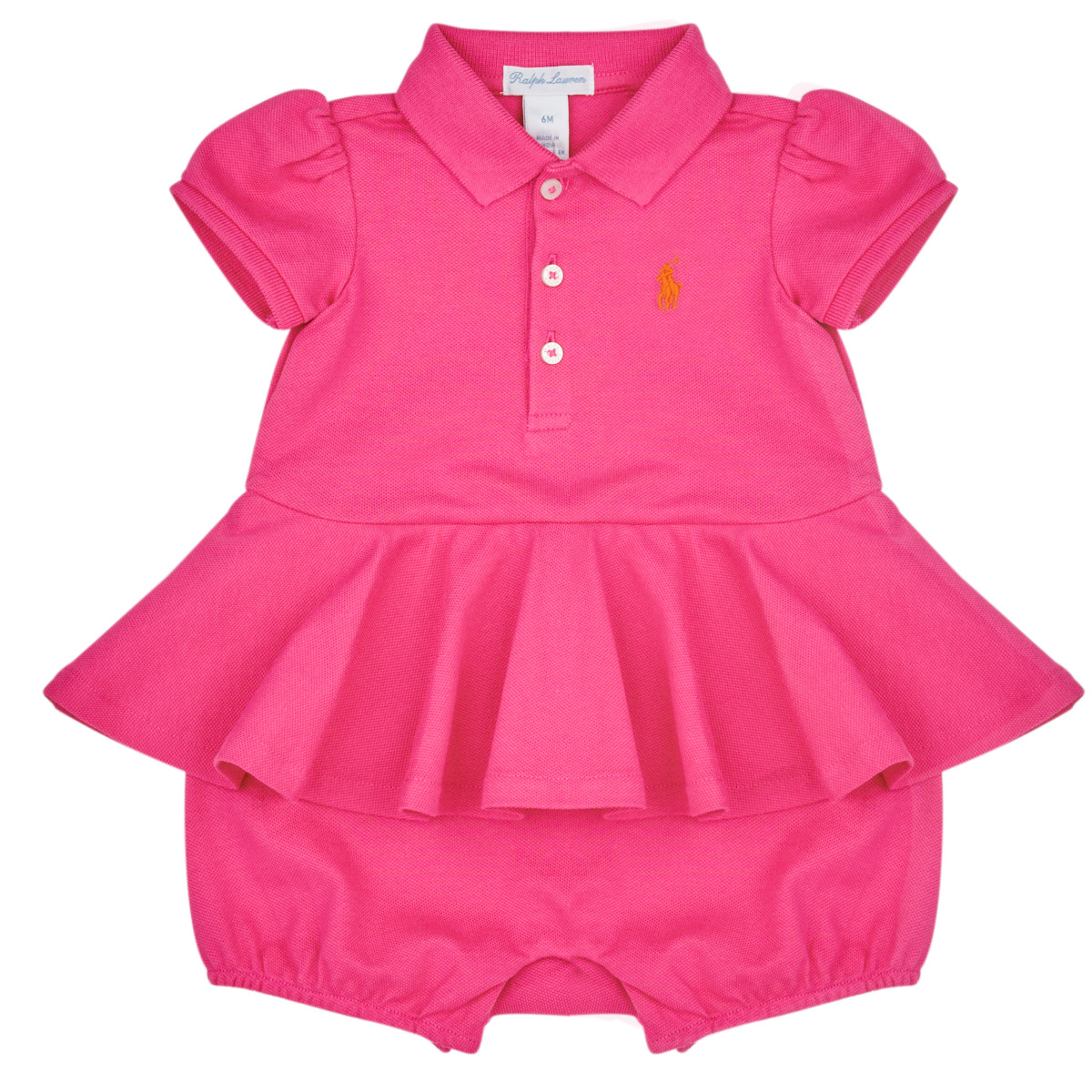 Oblačila Deklice Kratke obleke Polo Ralph Lauren SS PEPLUM BU-ONE PIECE-SHORTALL Rožnata