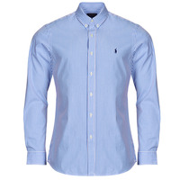 Oblačila Moški Srajce z dolgimi rokavi Polo Ralph Lauren CHEMISE AJUSTEE SLIM FIT EN POPELINE RAYEE Striped / Nebeško-bela / Modra / Bela