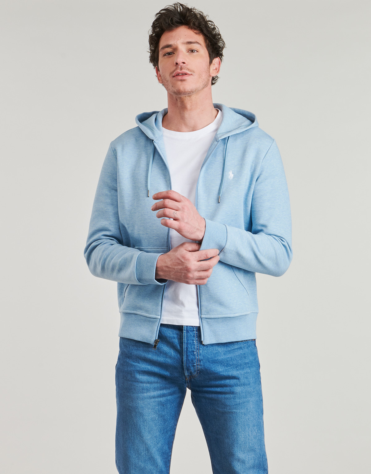 Oblačila Moški Puloverji Polo Ralph Lauren SWEATSHIRT ZIPPE EN DOUBLE KNIT TECH Modra / Modern / Modra