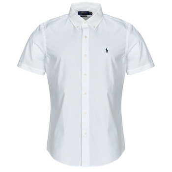 Oblačila Moški Srajce s kratkimi rokavi Polo Ralph Lauren CHEMISE EN POPELINE UNIE Bela / Bela
