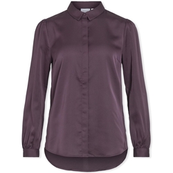 Oblačila Ženske Topi & Bluze Vila Noos Ellette Satin Shirt L/S - Perfect Plum Vijolična
