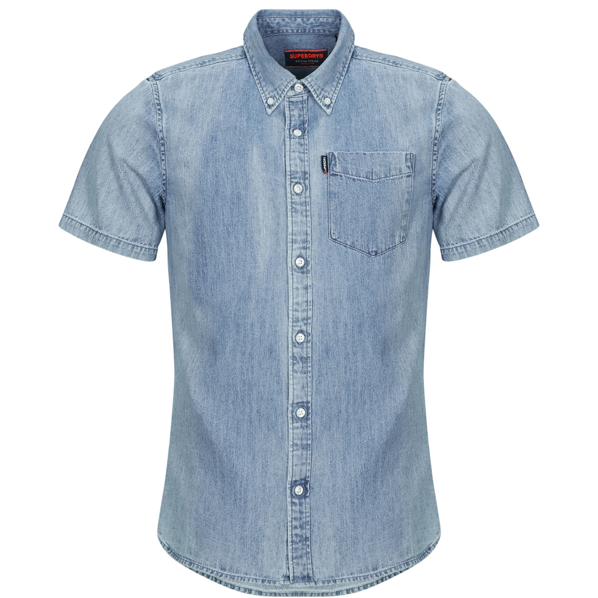 Oblačila Moški Srajce s kratkimi rokavi Superdry DENIM Modra