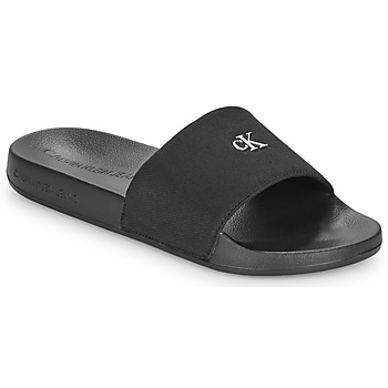 Čevlji  Ženske Natikači Calvin Klein Jeans SLIDE MONOGRAM HARDWARE Črna