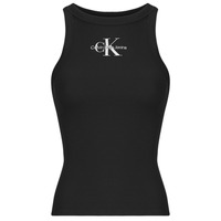 Oblačila Ženske Majice brez rokavov Calvin Klein Jeans MONOLOGO RIB TANK TOP Črna