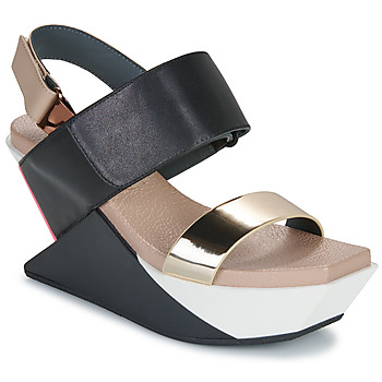 Čevlji  Ženske Sandali & Odprti čevlji United nude DELTA WEDGE SANDAL Črna / Pozlačena