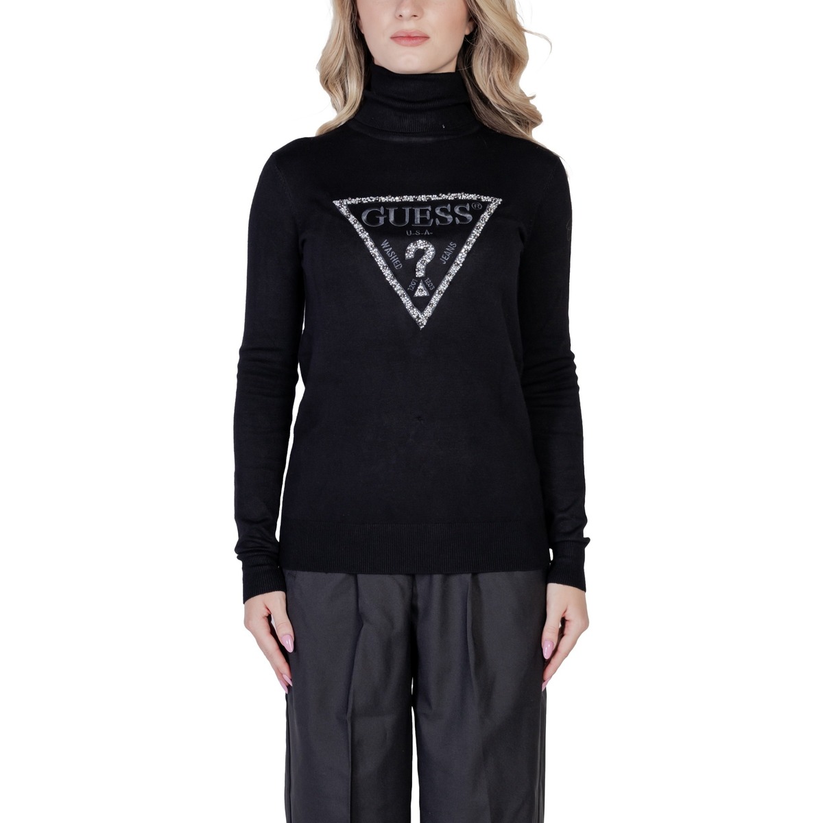Oblačila Ženske Puloverji Guess PIPER TRIANGLE LOGO TN LS W4BR03 Z2NQ2 Črna