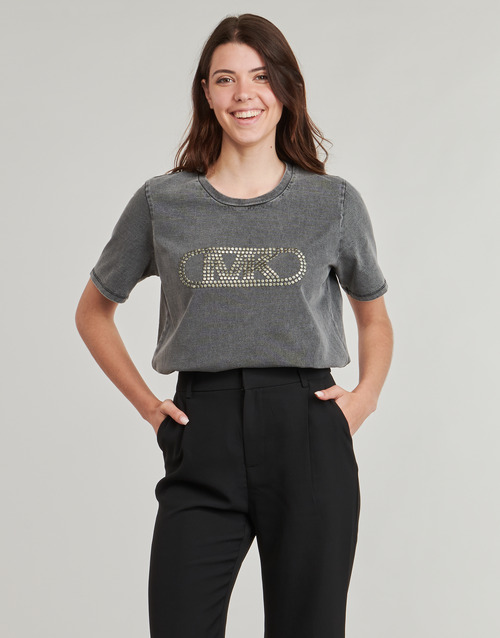 MICHAEL Michael Kors CROP GWSH EMPIRE STUD TEE Črna