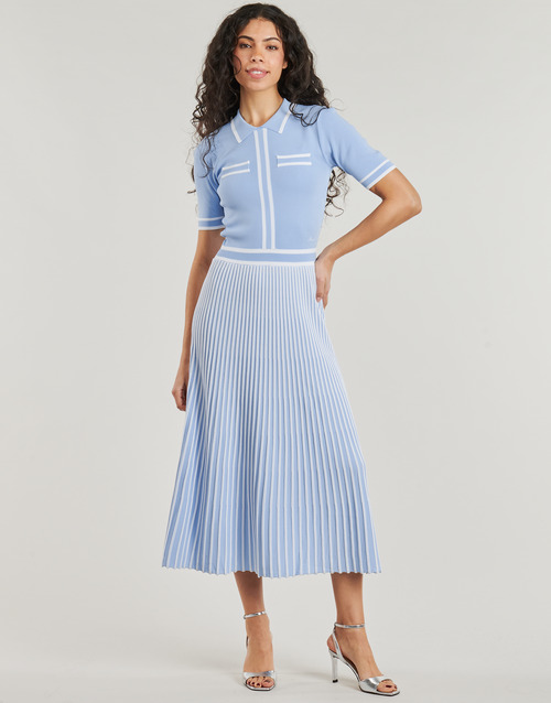 Karl Lagerfeld PLEATED KNIT DRESS Modra / Nebeško modra