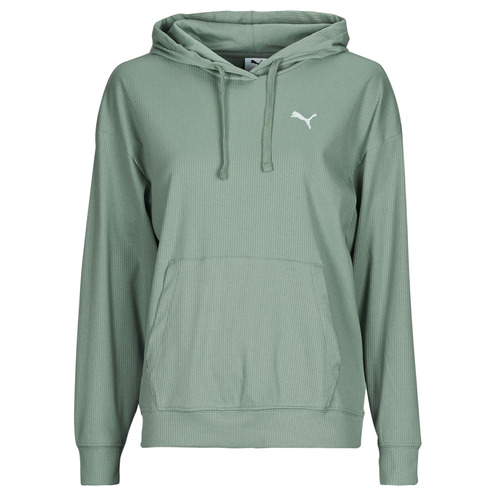 Oblačila Ženske Puloverji Puma ESS ELEVATED RIB HOODIE Zelena