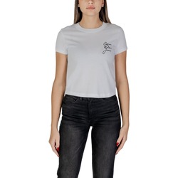 Oblačila Ženske Majice s kratkimi rokavi Calvin Klein Jeans SCRIPT INSTITUTIONAL J20J224984 Bela