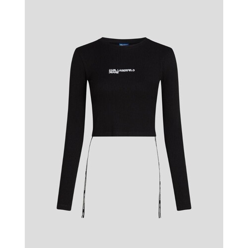 Oblačila Ženske Majice & Polo majice Karl Lagerfeld A1W17037 LS RIBBED Črna