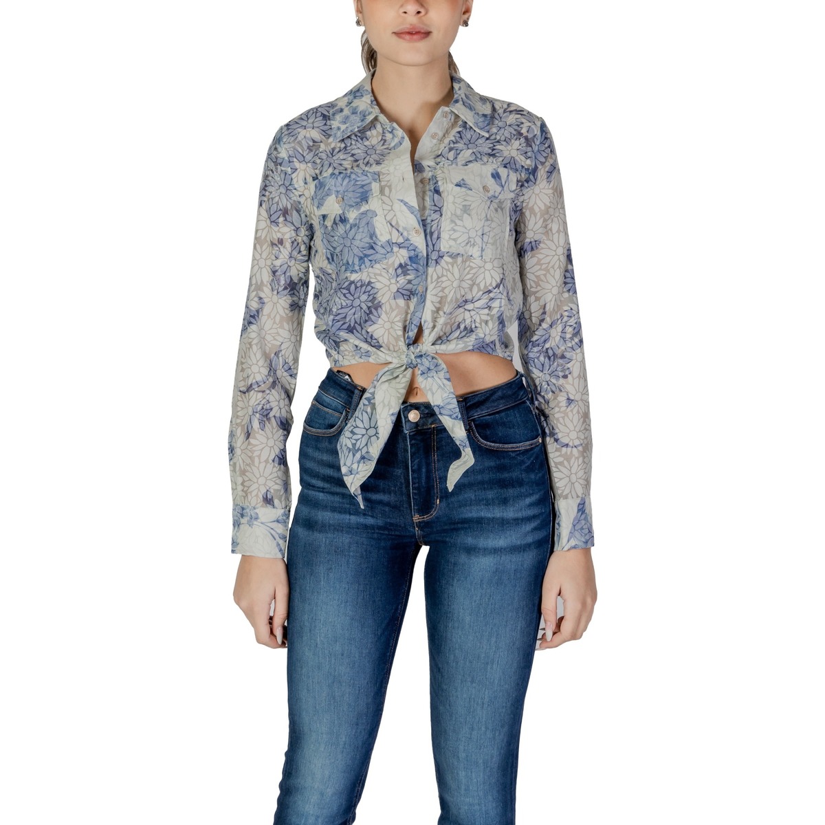 Oblačila Ženske Srajce & Bluze Guess LS ADELAIDE BOW W5GH03 WH4K2 Modra