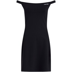 Oblačila Ženske Kratke obleke Calvin Klein Jeans LOGO MILANO BARDOT J20J225541 Črna