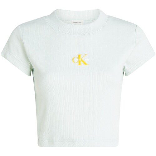 Oblačila Ženske Majice s kratkimi rokavi Calvin Klein Jeans MONOGRAM BABY TEE LV047AB802 Zelena